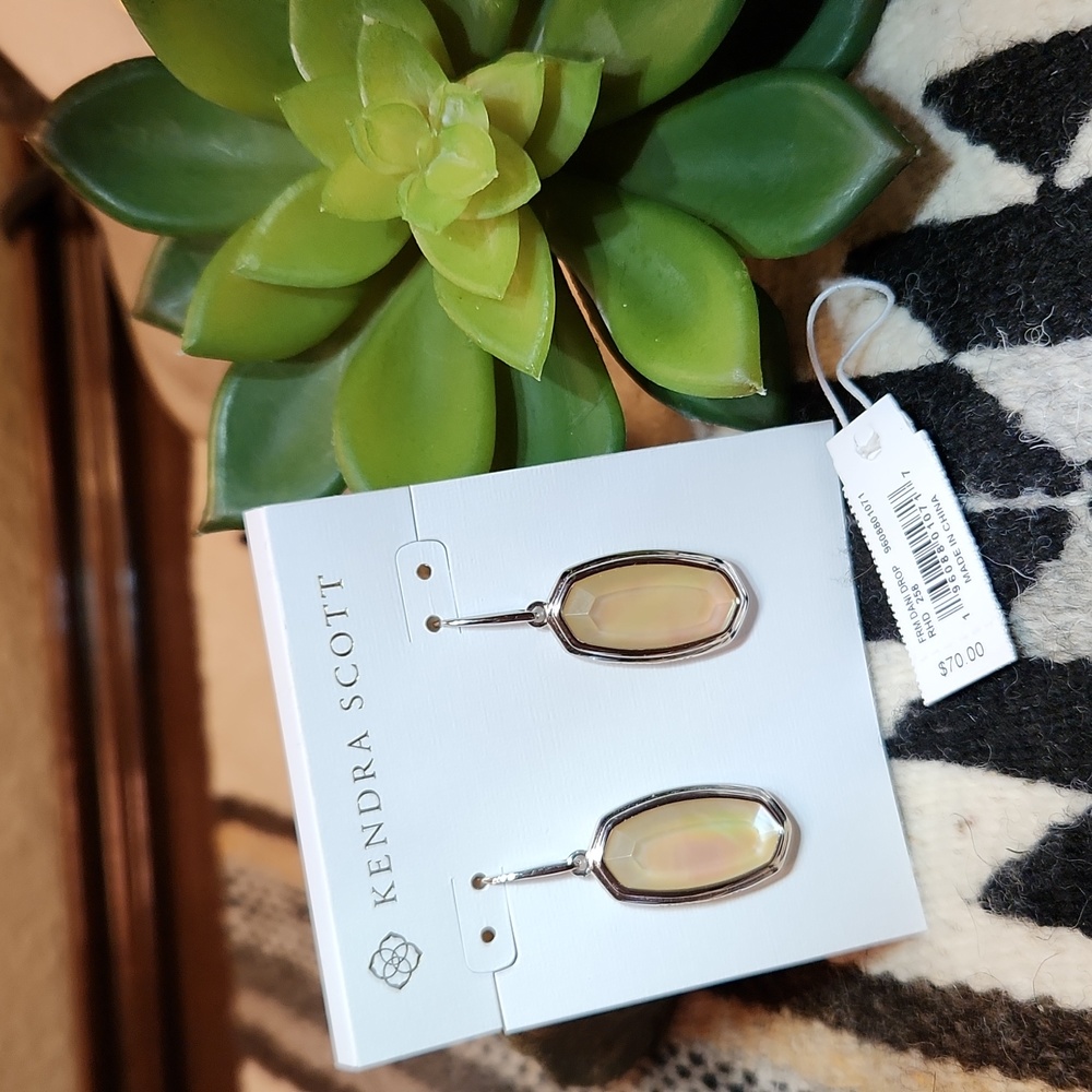 Kendra Scott Framed Dani Silver Drop Earrings NWT - Picture 2 of 7
